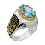 انگشتر توپاز الماس تراش نقره مردانه طرح فرداد