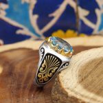 انگشتر توپاز الماس تراش نقره مردانه طرح فرداد - Image 3