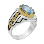 انگشتر توپاز الماس تراش نقره مردانه طرح فرزاد