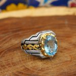 انگشتر توپاز الماس تراش نقره مردانه طرح فرزاد - Image 3