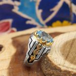 انگشتر توپاز الماس تراش نقره مردانه طرح فرزاد - Image 2