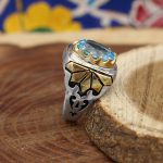 انگشتر توپاز الماس تراش نقره مردانه طرح پیروز - Image 2