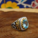 انگشتر توپاز الماس تراش نقره مردانه طرح پیروز - Image 3