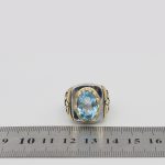 انگشتر توپاز الماس تراش نقره مردانه طرح پیروز - Image 5