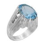 انگشتر توپاز الماس تراش نقره مردانه دست ساز طرح آریا