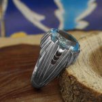 انگشتر توپاز الماس تراش نقره مردانه دست ساز طرح آریا - Image 2