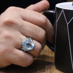 انگشتر توپاز الماس تراش نقره مردانه دست ساز طرح آریا - Image 4