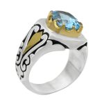 انگشتر توپاز الماس تراش نقره مردانه طرح پاینده