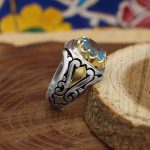 انگشتر توپاز الماس تراش نقره مردانه طرح پاینده - Image 3