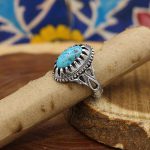 انگشتر فیروزه نیشابوری نقره مردانه طرح نامجو - Image 2