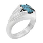 انگشتر فیروزه نیشابوری نقره مردانه دست ساز طرح سروش