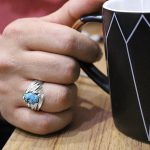 انگشتر فیروزه نیشابوری نقره مردانه دست ساز طرح سروش - Image 5