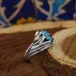 انگشتر فیروزه نیشابوری نقره مردانه دست ساز طرح سروش - Image 2