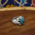 انگشتر فیروزه نیشابوری نقره مردانه دست ساز طرح سروش - Image 3