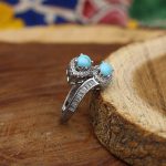 انگشتر فیروزه نیشابوری نقره زنانه طرح ویدا - Image 3