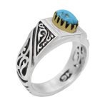 انگشتر فیروزه نیشابوری نقره مردانه طرح سیروس