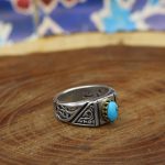 انگشتر فیروزه نیشابوری نقره مردانه طرح سیروس - Image 2