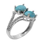 انگشتر فیروزه نیشابوری نقره زنانه طرح صحرا