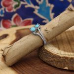 انگشتر فیروزه نیشابوری نقره زنانه طرح صحرا - Image 3