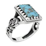 انگشتر فیروزه نیشابوری نقره مردانه طرح کامران