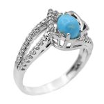 انگشتر فیروزه نیشابوری نقره زنانه طرح حوراء