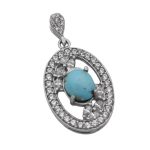 گردنبند فیروزه نیشابوری نقره زنانه طرح مهناز