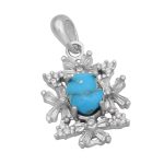 گردنبند فیروزه نیشابوری نقره زنانه طرح خوشدل