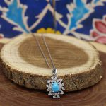 گردنبند فیروزه نیشابوری نقره زنانه طرح خوشدل - Image 2