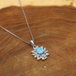 گردنبند فیروزه نیشابوری نقره زنانه طرح خوشدل - Image 3