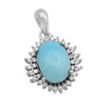 گردنبند فیروزه نیشابوری نقره زنانه طرح ترانه