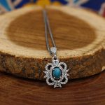 گردنبند فیروزه نیشابوری نقره زنانه طرح رویا - Image 2