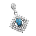 گردنبند فیروزه نیشابوری نقره زنانه طرح ساجده