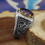 انگشتر آمیتیست نقره مردانه دست ساز طرح کیان - Image 2