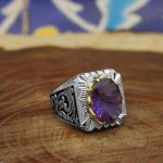 انگشتر آمیتیست نقره مردانه دست ساز طرح کیان - Image 3