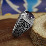 انگشتر آمیتیست نقره مردانه دست ساز طرح رادوین - Image 2