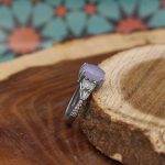 انگشتر عقیق کبود یمنی نقره زنانه طرح مروارید - Image 2