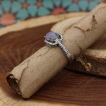 انگشتر عقیق کبود یمنی نقره زنانه طرح خرمدل - Image 3