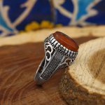 انگشتر عقیق سرخ یمنی نقره مردانه طرح سپند - Image 3