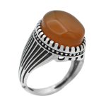 انگشتر عقیق سرخ یمنی نقره مردانه طرح اسفند