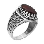 انگشتر عقیق سرخ نقره مردانه طرح سهراب