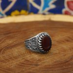 انگشتر عقیق سرخ نقره مردانه طرح سهراب - Image 2