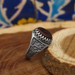 انگشتر عقیق سرخ نقره مردانه طرح سهراب - Image 3