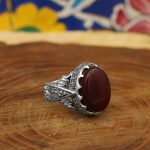 انگشتر عقیق سرخ نقره مردانه طرح بضعه - Image 3