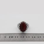 انگشتر عقیق سرخ نقره مردانه طرح بضعه - Image 5