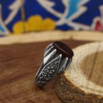 انگشتر عقیق سرخ نقره مردانه طرح سلیمان - Image 2