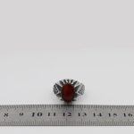 انگشتر عقیق سرخ نقره مردانه طرح سلیمان - Image 5