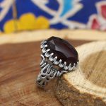 انگشتر عقیق سرخ نقره مردانه طرح حاکم - Image 2