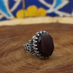 انگشتر عقیق سرخ نقره مردانه طرح حاکم - Image 3