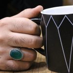 انگشتر عقیق سبز نقره مردانه طرح بنیامین - Image 4