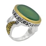 انگشتر عقیق سبز نقره مردانه طرح سلمان